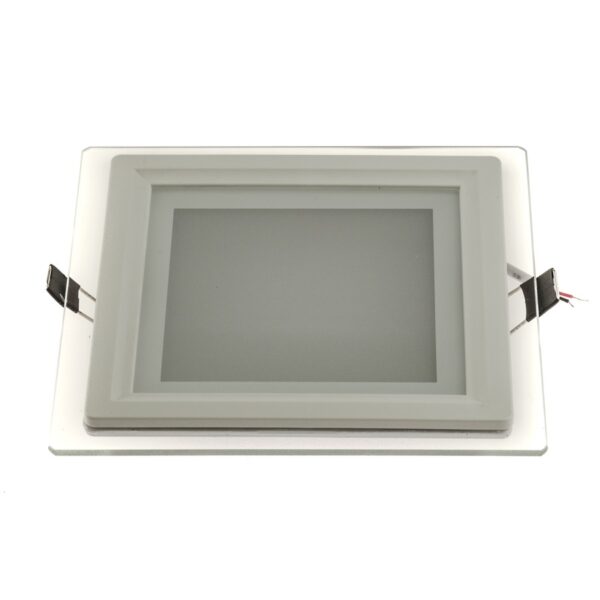 6W LED įmontuojama stiklinė panelė, kvadratinė,(3000K) šiltai balta