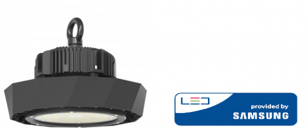 100W LED sandėlio šviestuvas V-TAC, 180LM/W, su SAMSUNG maitinimu šaltiniu ir SAMSUNG LED chip, juodas, 4000K (natūraliai balta)