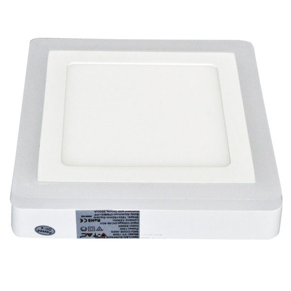 18W+3W LED paviršinė panelė V-TAC, kvadratinė, (3000K) šiltai balta