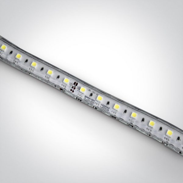 9W/m, 230V LED juosta, IP65. Tiekiama 50 m ritiniais. Karpoma kas 1 m Reikalingas maitinimo šaltinis.