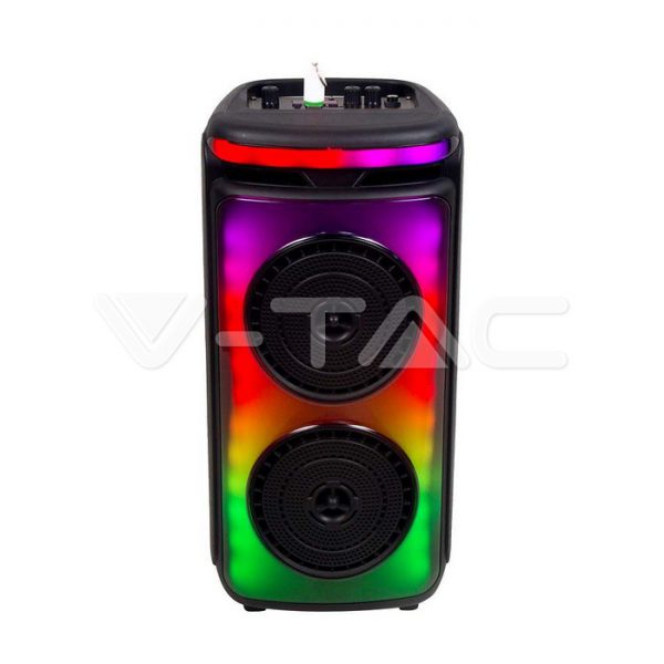 400W įkraunama kolonėlė su mikrofonu, nuotolinio valdymo pulteliu, RGB LED