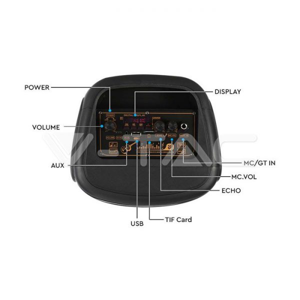 400W įkraunama kolonėlė su mikrofonu, nuotolinio valdymo pulteliu, RGB LED - Image 6