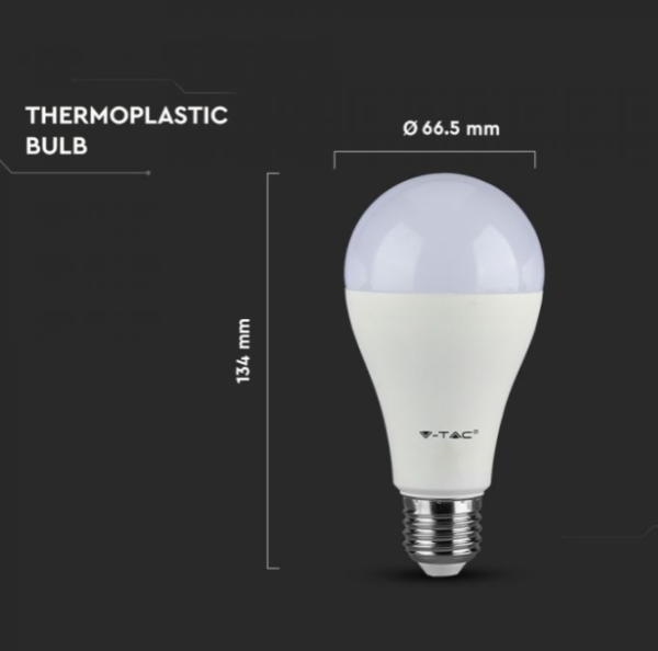 15W LED lemputės V-TAC, 2700K, E27, A65, pakuotėje 3vnt. - Image 3
