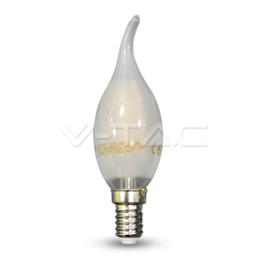 4W LED lemputė V-TAC E14, žvakės formos,riesta, matiniu stikliuku, (2700K) šiltai balta