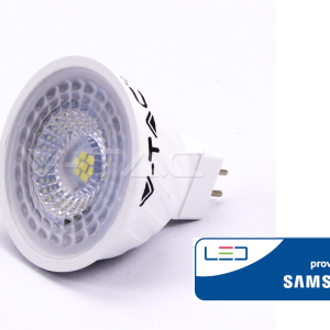 6.5W LED lemputė V-TAC GU5.3, MR16, su lęšiu, šviesos kampas 110°, 3000K(šiltai balta), SAMSUNG LED chip