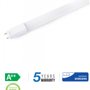 18W LED lempa T8 V-TAC 120cm, nano plastikas, A++ 4000K(natūraliai balta), SAMSUNG LED