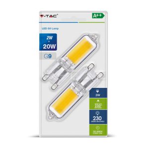 2Wx2vnt/pakuotėje LED lemputės V-TAC 230V, G9, A++,  (2700K) šiltai balta