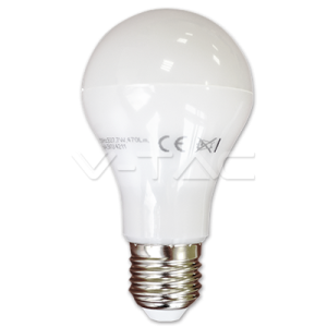 7W LED lemputė V-TAC E27 A60 Termoplastinė 4500K (dienos šviesa)