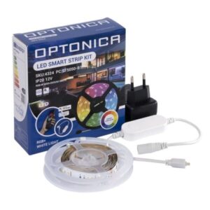 IŠMANIOS 12W RGBWW LED JUOSTOS ADAPTERIS+WIFI VALDIKLIS, 60 LEDS, SUDERINAMA SU ALEXA IR GOOGLE ASSISTANT