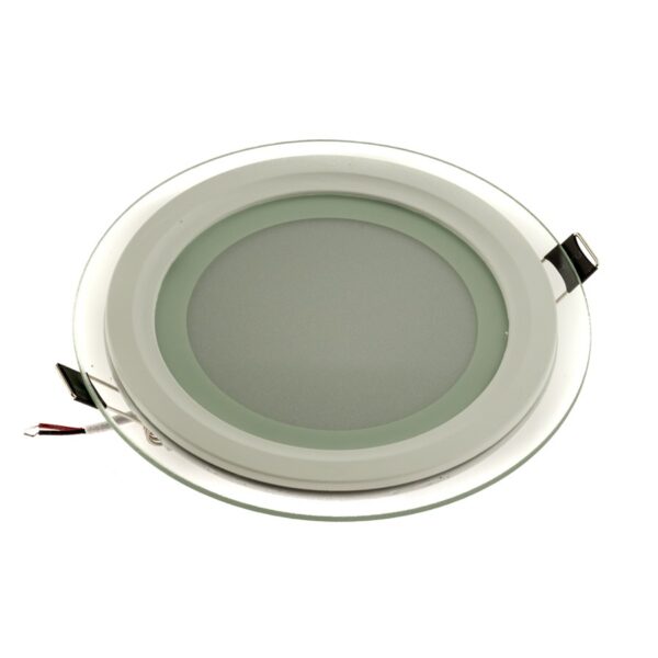 12W LED ŠVIESTUVAS, STIKLINE PANELE, APVALUS (4000K) DIENOS ŠVIESA